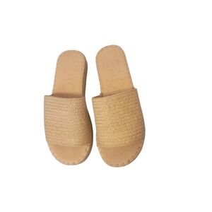 Beach by Matisse Delmar Raffia Platform Slides Beige Size 8 Preowned